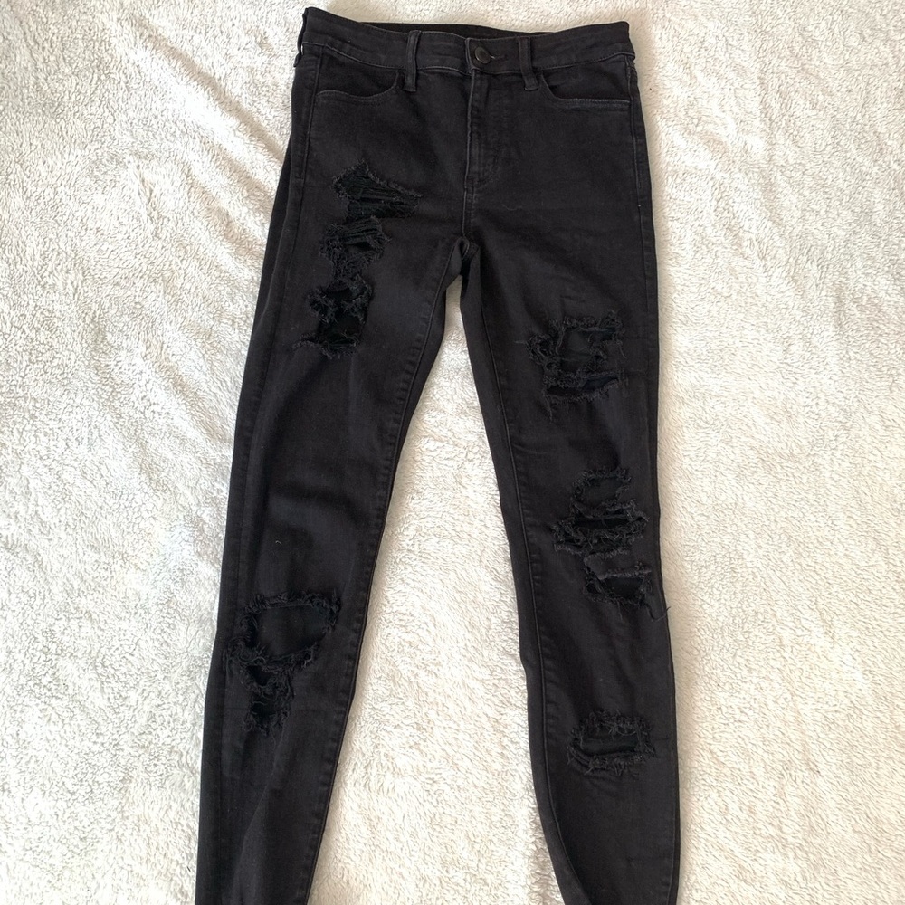 American eagle black ripped jeans